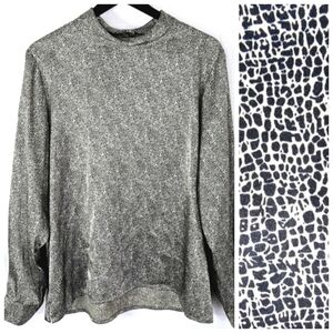 Liz Baker Silky Animal Print Mock Neck Women's Blouse